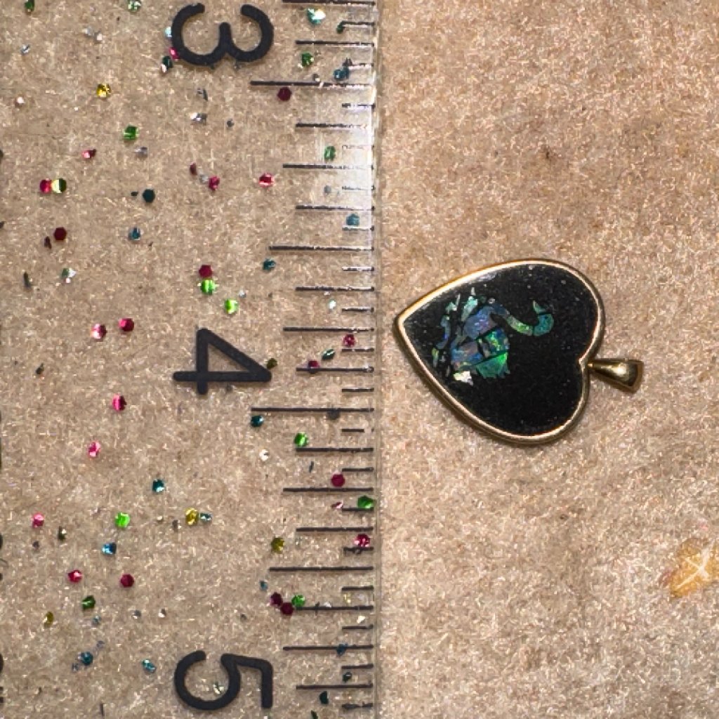 14 Kt Gold Onyx Swan Opal Heart Pendant